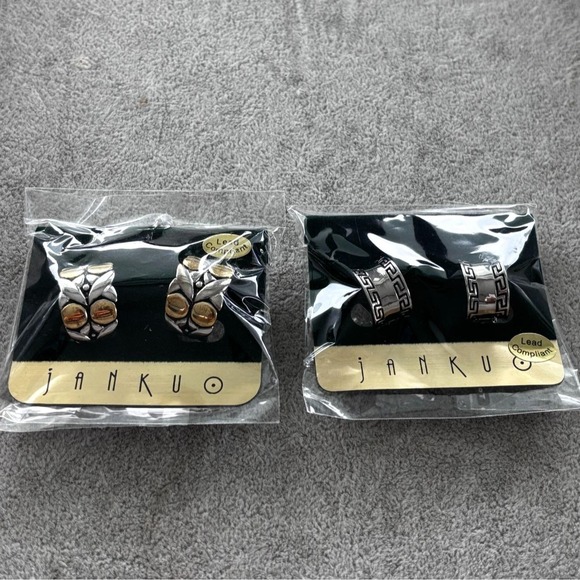 Jewelry - Janku Clip On Earrings Set: Greek Key & Owl Design 2 sets
